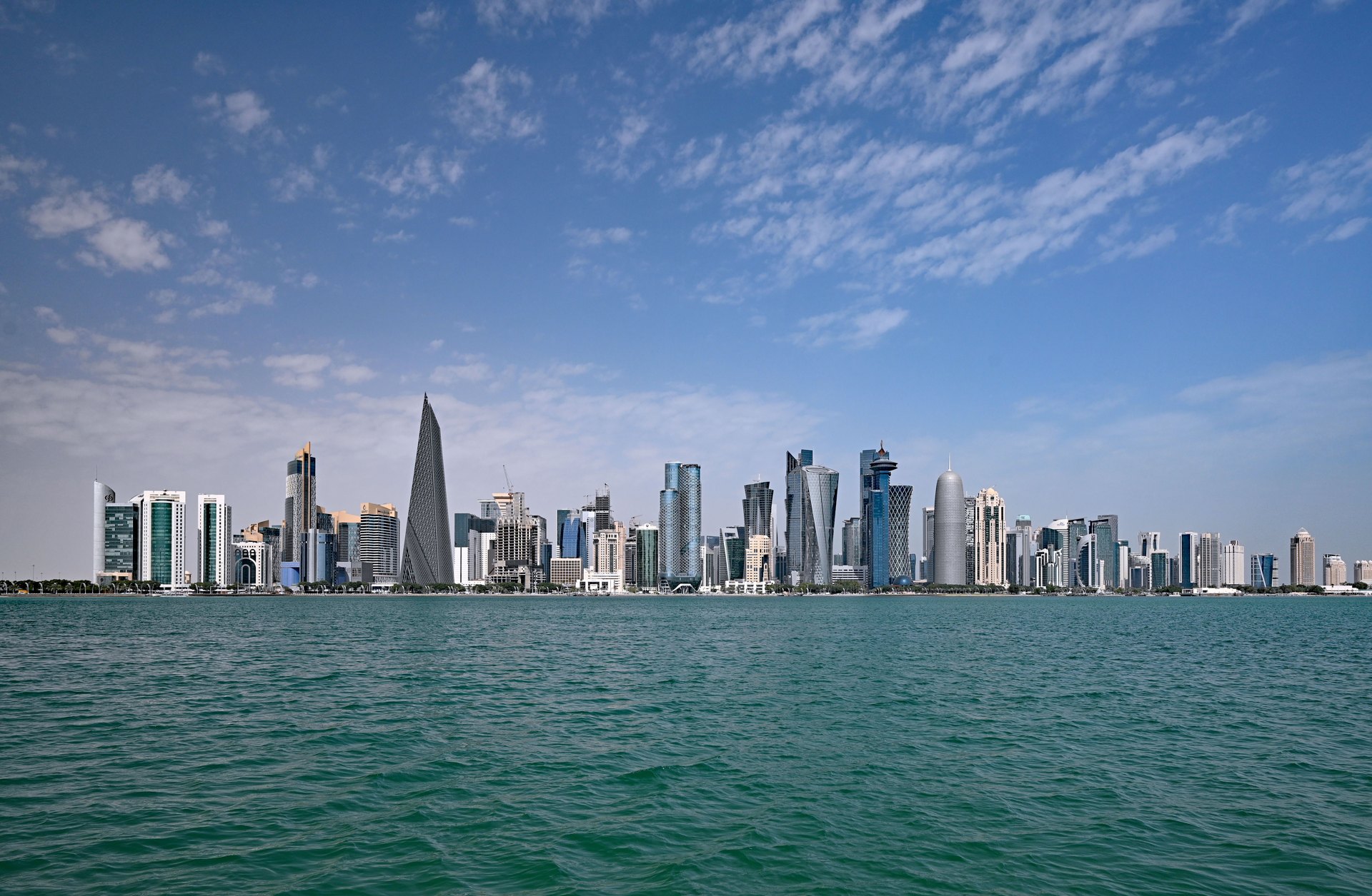 Doha West Bay skyline across the waterfront in Qatar