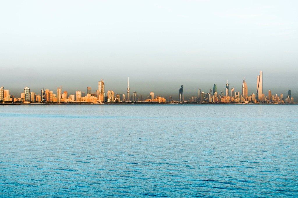 Kuwait City skyline seen from across the Gulf waterfront